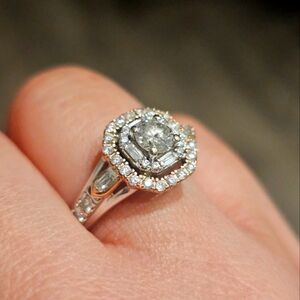 White and Rose gold damond ring. Size 7.